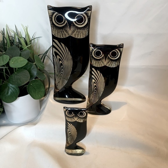 Set of 3 vintage HTF MCM Abraham PALATNIK LUCITE /acrylic molded owl sculptures - Picture 9 of 13